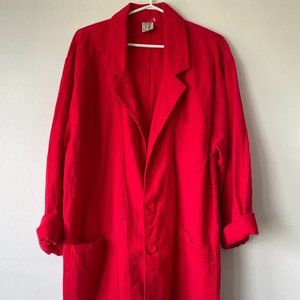 Vintage red linen oversized blazer